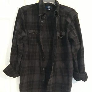 [george] black plaid thicker flannel